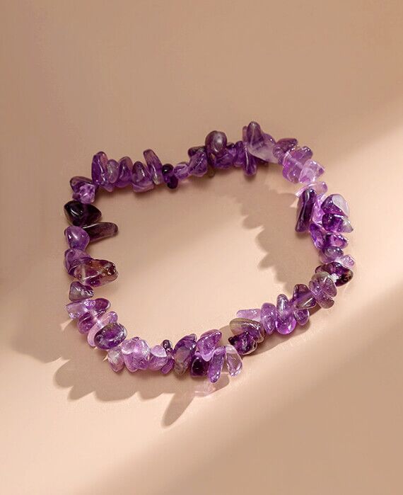 Natural Purple Amethyst Gemstone Beads Energy Charm Bracelet
